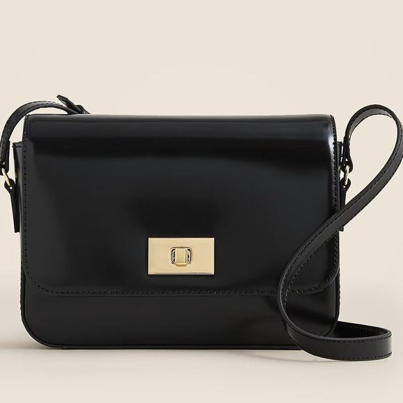 J. Crew Edie Crossbody Bag in Italian Leather Black OS NWT - Picture 2 of 16